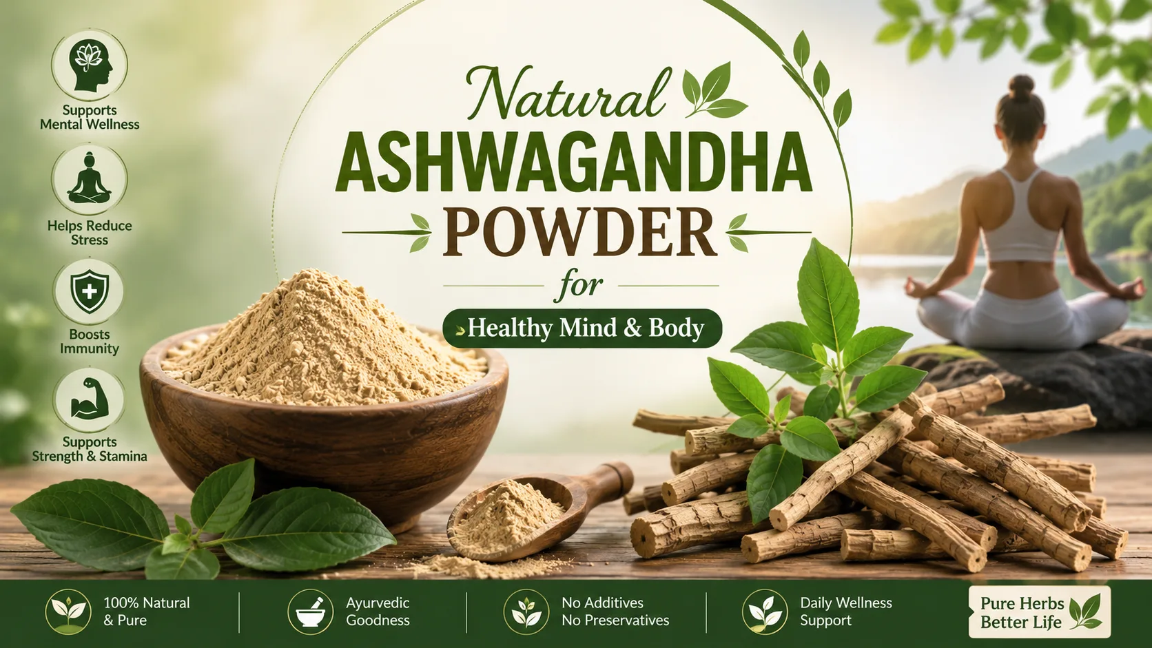 Natural Ashwagandha Powder for Healthy Mind & Body